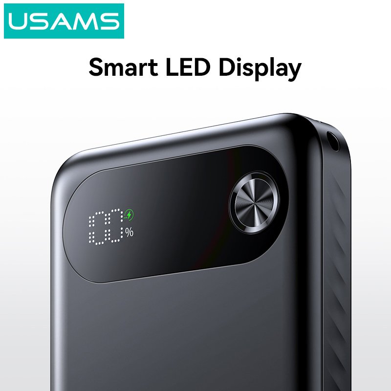USAMS power bank CD249 με οθόνη, 3x θύρες εξόδου, 10000mAh, PD20W, μαύρο - Image 4