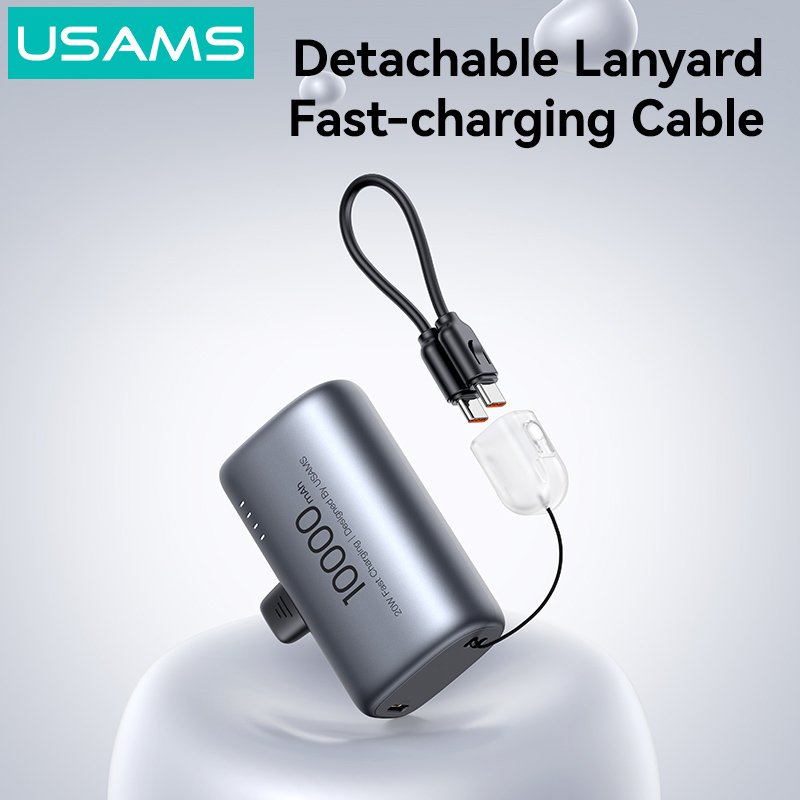 USAMS power bank CD252 με stand, 2x θύρες εξόδου, 10000mAh, 20W, γκρι - Image 3