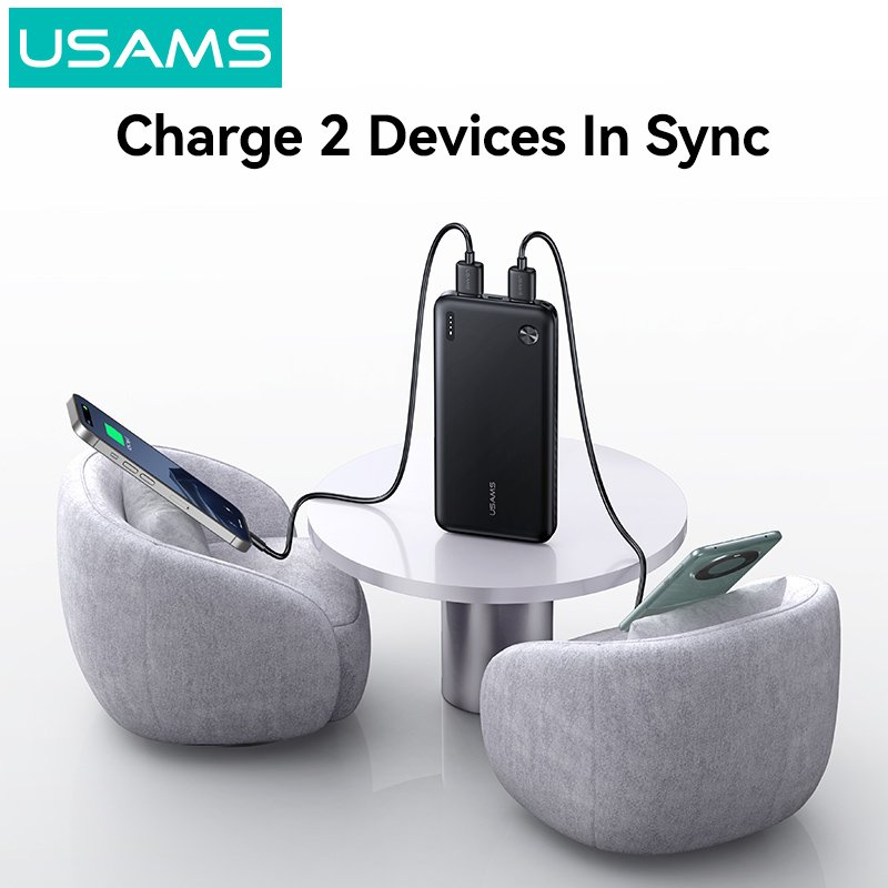 USAMS power bank CD253, 2x θύρες εξόδου, 10000mAh, 10W, λευκό - Image 2