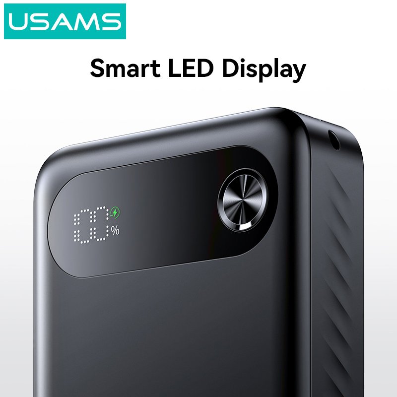USAMS power bank CD251 με οθόνη, 3x θύρες εξόδου, 20000mAh, PD20W, μαύρο - Image 4