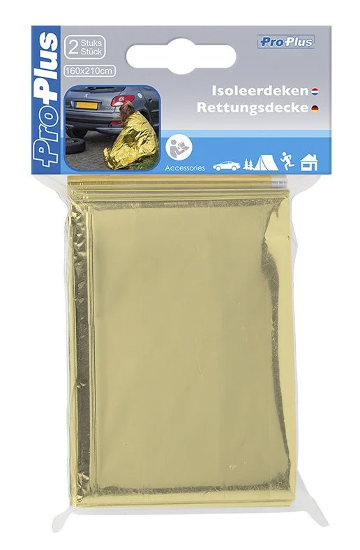 PROPLUS θερμική κουβέρτα εκτάκτου ανάγκης 510394, 160x210cm, χρυσό/ασημί, 2τμχ - Image 3