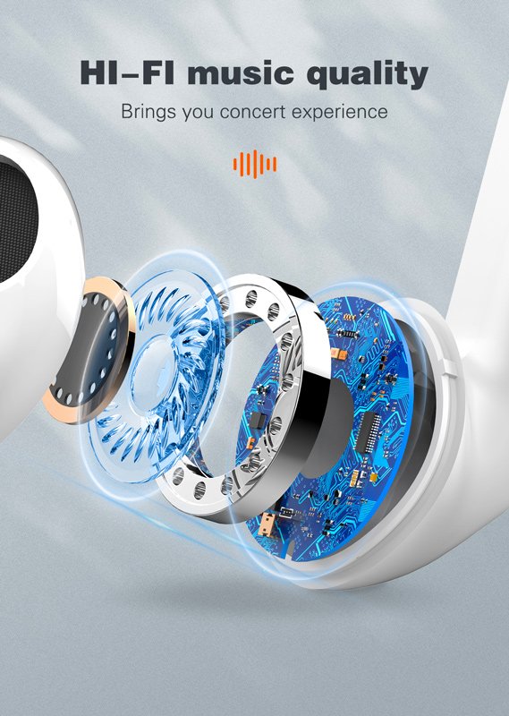 LDNIO earphones με θήκη φόρτισης T03, True Wireless, HiFi, Φ13mm, μαύρα - Image 3