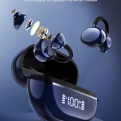 LDNIO earphones με θήκη φόρτισης T09, OWS, Φ10mm, 35/400mAh, μπλε