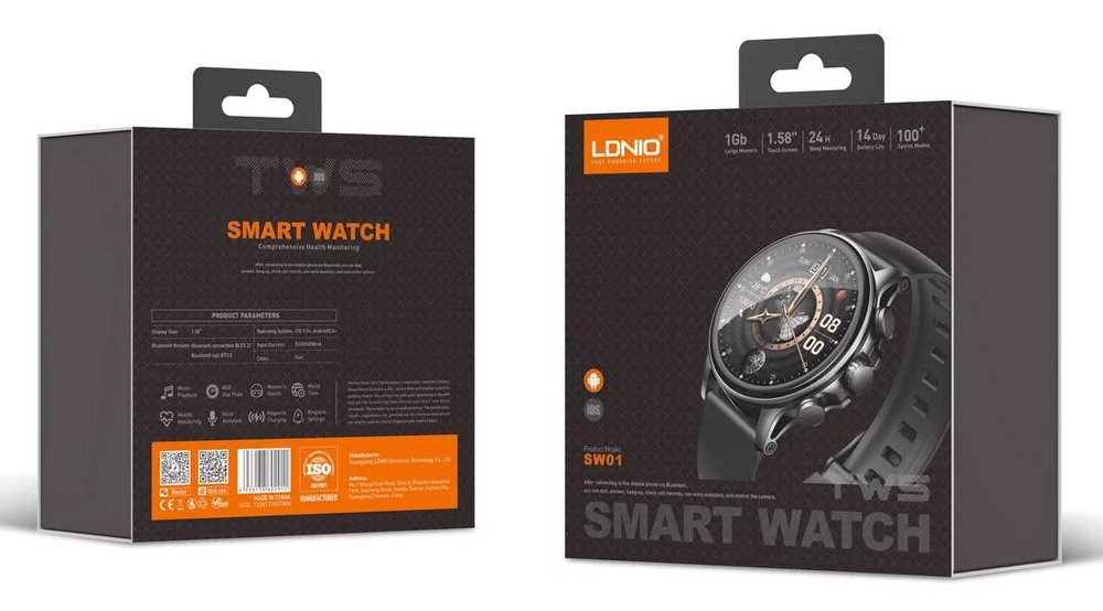 LDNIO smartwatch SW01, heart rate, 1.58" AMOLED, lP68, μαύρο - Image 5