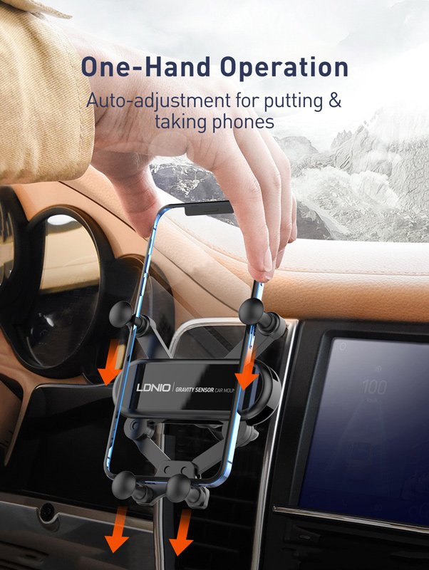 LDNIO βάση smartphone αυτοκινήτου MG03 για αεραγωγούς, μαύρη - Image 3