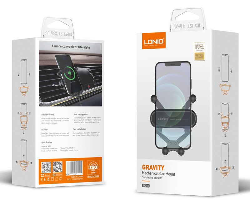 LDNIO βάση smartphone αυτοκινήτου MG03 για αεραγωγούς, μαύρη - Image 7