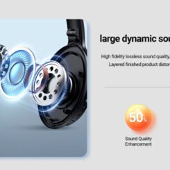 Alternative view of CELEBRAT headphones A33, ασύρματα & ενσύρματα, ANC, 40mm, 300mAh, μαύρα