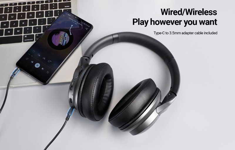 CELEBRAT headphones A33, ασύρματα & ενσύρματα, ANC, 40mm, 300mAh, μαύρα - Image 3