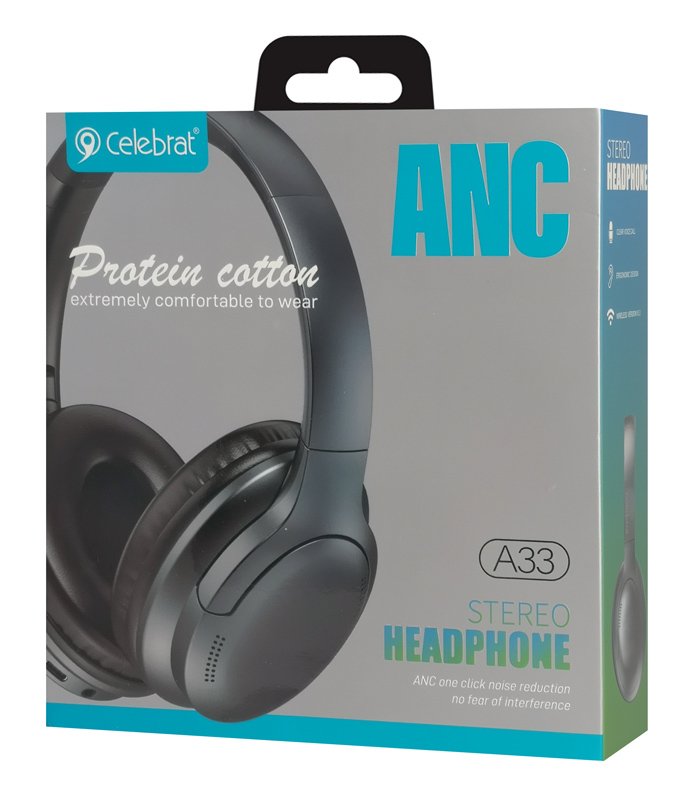 CELEBRAT headphones A33, ασύρματα & ενσύρματα, ANC, 40mm, 300mAh, μαύρα - Image 8