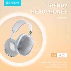 Alternative view of CELEBRAT headphones A35, ασύρματα & ενσύρματα, micro SD, 40mm, 200mAh, λευκά