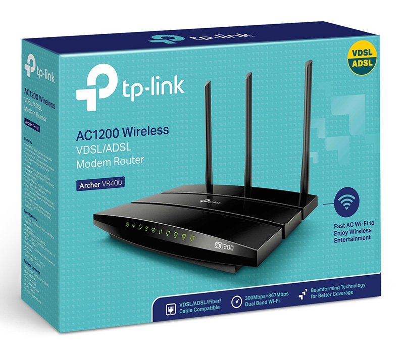 TP-LINK Modem/Router Archer VR400, VDSL/ADSL, 1200Mbps AC1200, Ver. 2.0