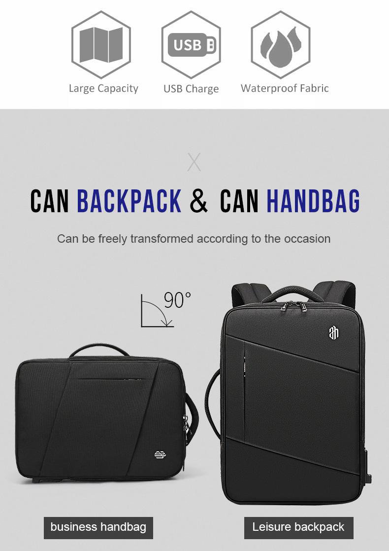 ARCTIC HUNTER τσάντα πλάτης B00345 με θήκη laptop 15.6", USB, 19-32L, μαύρη - Image 3