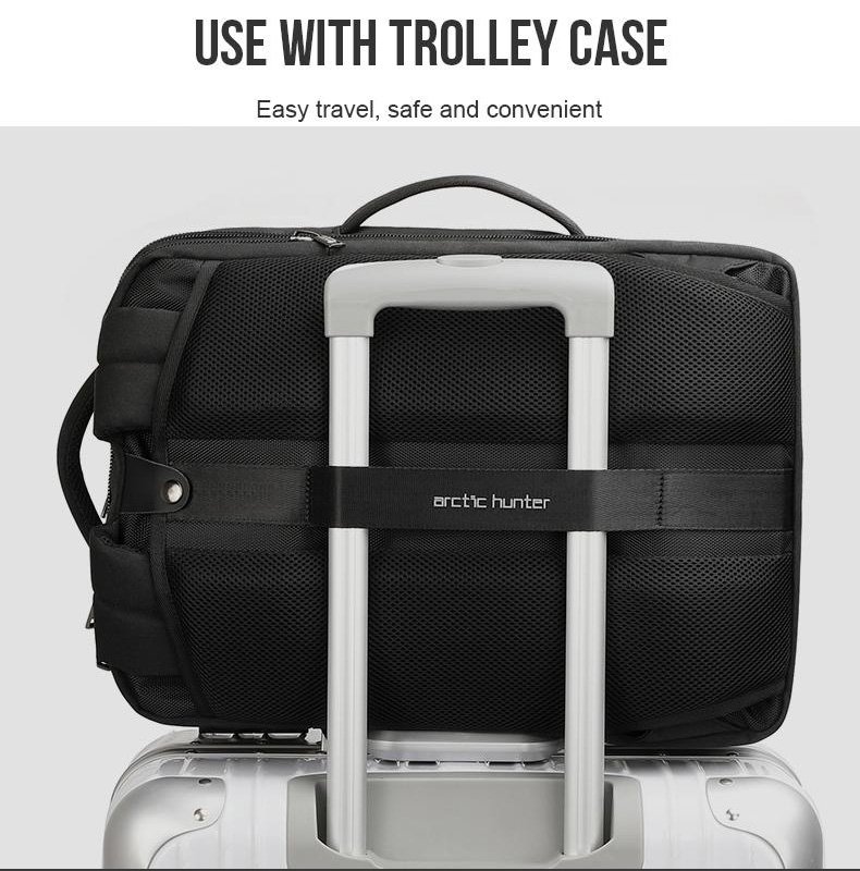 ARCTIC HUNTER τσάντα πλάτης B00345 με θήκη laptop 15.6", USB, 19-32L, μαύρη - Image 4