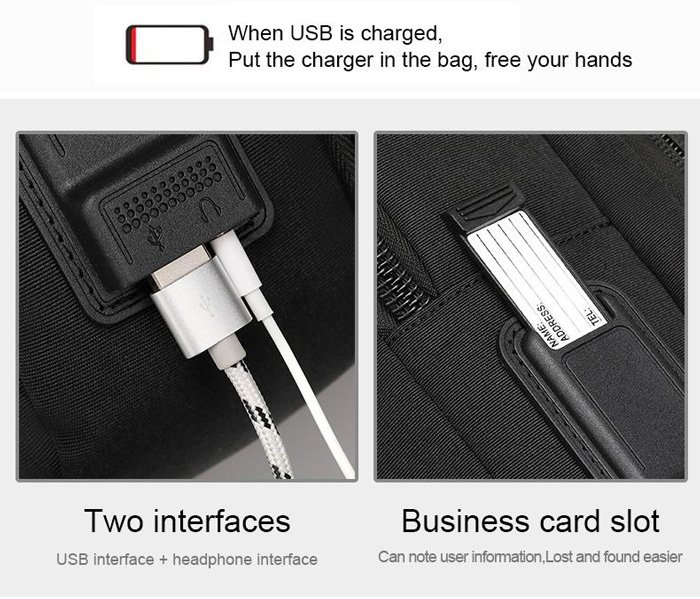 ARCTIC HUNTER τσάντα πλάτης B00345 με θήκη laptop 15.6", USB, 19-32L, μαύρη - Image 5