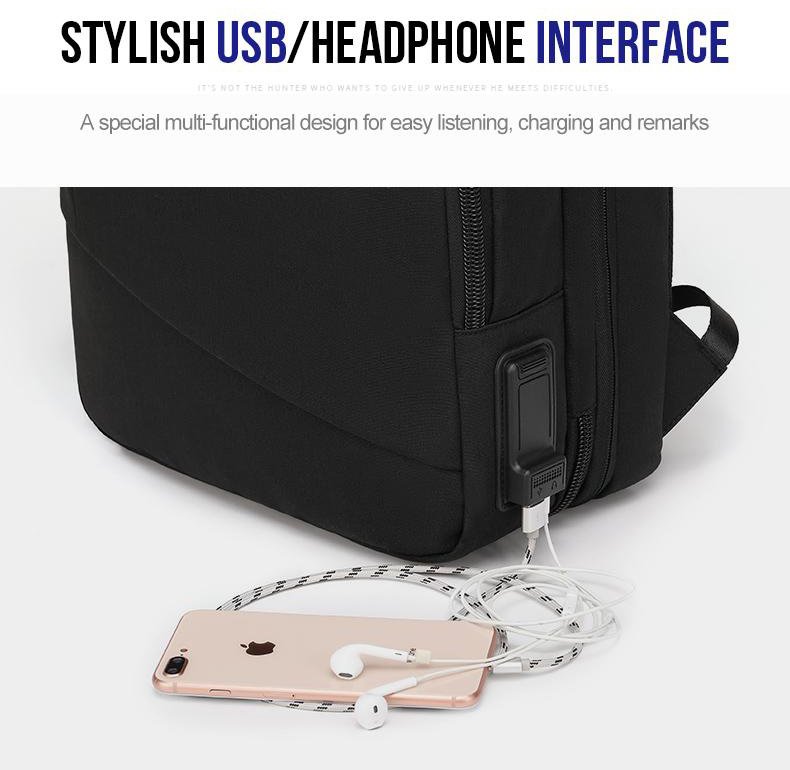 ARCTIC HUNTER τσάντα πλάτης B00345 με θήκη laptop 15.6", USB, 19-32L, μαύρη - Image 6