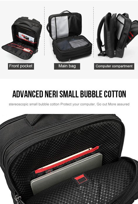 ARCTIC HUNTER τσάντα πλάτης B00345 με θήκη laptop 15.6", USB, 19-32L, μαύρη - Image 10