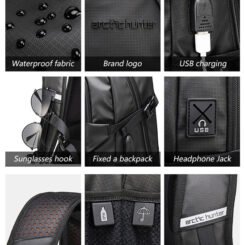 Alternative view of ARCTIC HUNTER τσάντα πλάτης B00387 με θήκη laptop 15.6", 26L, USB, μαύρη