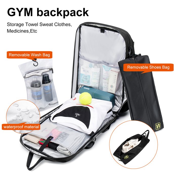 ARCTIC HUNTER τσάντα πλάτης B00391 με θήκη μπάλας & laptop, 26L, μαύρη - Image 2