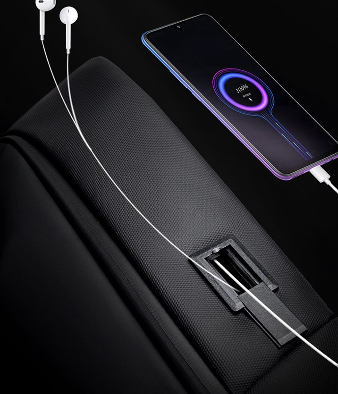 ARCTIC HUNTER τσάντα πλάτης B00423 με θήκη laptop 15.6, USB, 21L, μαύρη - Image 3