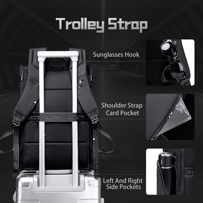 ARCTIC HUNTER τσάντα πλάτης B00465 με θήκη laptop 15.6", 25L, μαύρη - Image 4