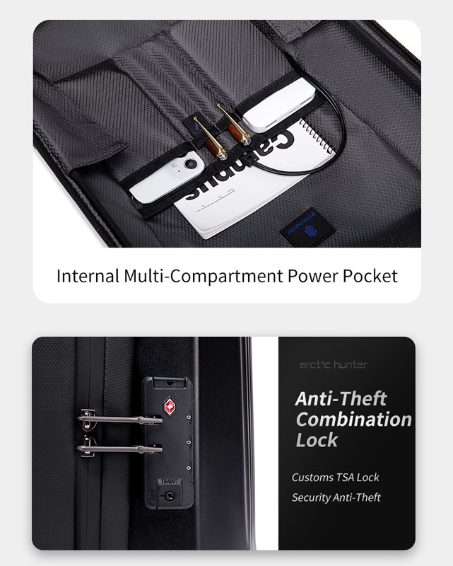 ARCTIC HUNTER τσάντα πλάτης B00487 με θήκη laptop 15.6", λουκέτο TSA, 22L, μαύρη - Image 6