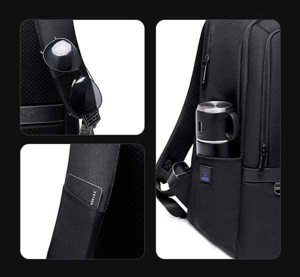 ARCTIC HUNTER τσάντα πλάτης B00490 με θήκη laptop 15.6", 27L, USB, μαύρη - Image 5