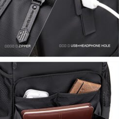 Alternative view of ARCTIC HUNTER τσάντα πλάτης B00532 με θήκη laptop 15.6", USB, 28L, μαύρη