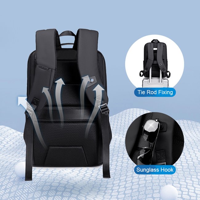 ARCTIC HUNTER τσάντα πλάτης B00555 με θήκη laptop 15.6", 25L, USB, μαύρη - Image 4