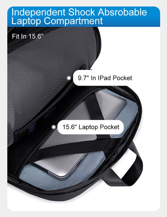 ARCTIC HUNTER τσάντα πλάτης B00555 με θήκη laptop 15.6", 25L, USB, μαύρη - Image 5