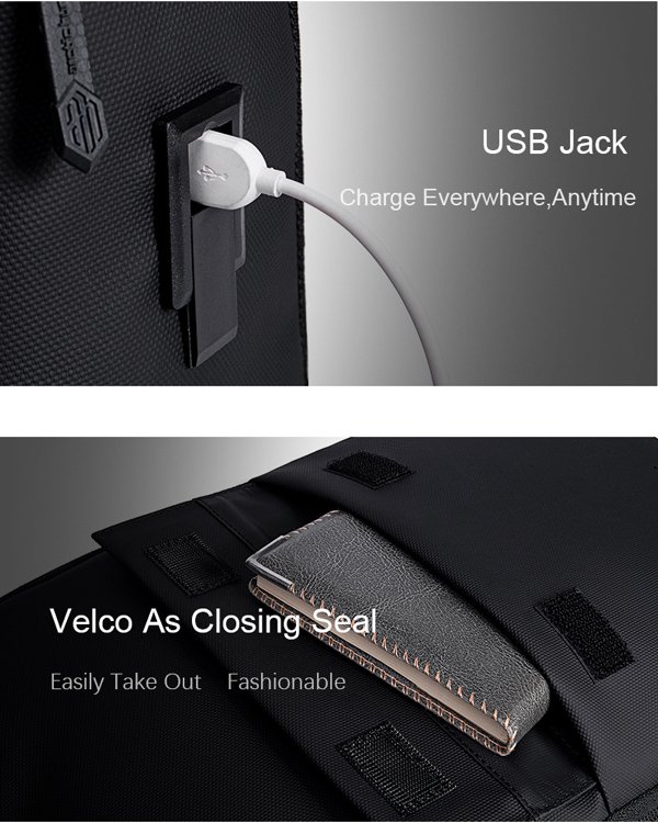 ARCTIC HUNTER τσάντα πλάτης B00562 με θήκη laptop 15.6", 20L, USB, μαύρη - Image 3