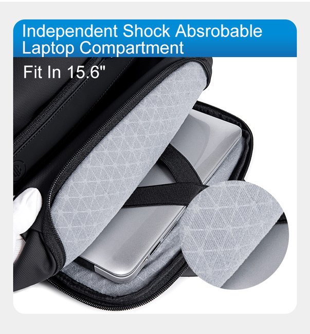 ARCTIC HUNTER τσάντα πλάτης B00562 με θήκη laptop 15.6", 20L, USB, μαύρη - Image 6