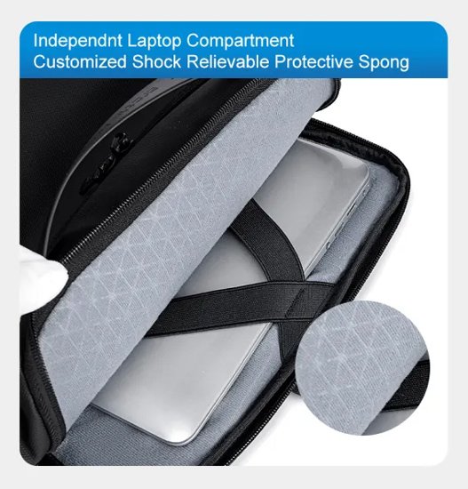 ARCTIC HUNTER τσάντα πλάτης B00574 με θήκη laptop 15.6", 10L, μαύρη - Image 3