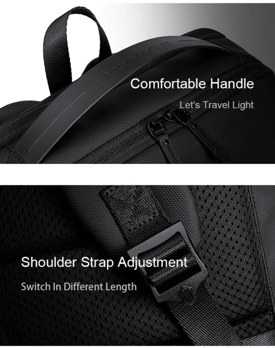 ARCTIC HUNTER τσάντα πλάτης B00574 με θήκη laptop 15.6", 10L, μαύρη - Image 4