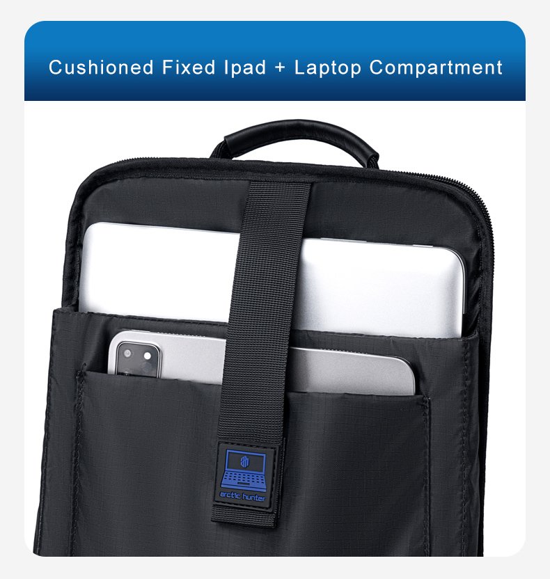 ARCTIC HUNTER τσάντα πλάτης B00684 με θήκη laptop 15.6", 18.5L, μαύρη - Image 6