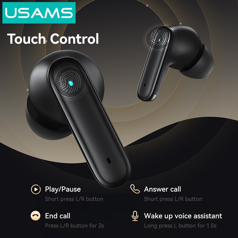 USAMS earphones με θήκη φόρτισης E05, True Wireless, BT 6.0, λευκό - Image 5