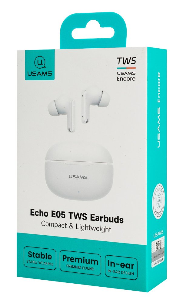 USAMS earphones με θήκη φόρτισης E05, True Wireless, BT 6.0, λευκό - Image 7