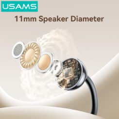 USAMS earphones με θήκη φόρτισης Echo R02, OWS, Φ11mm, 50/300mAh, μαύρα