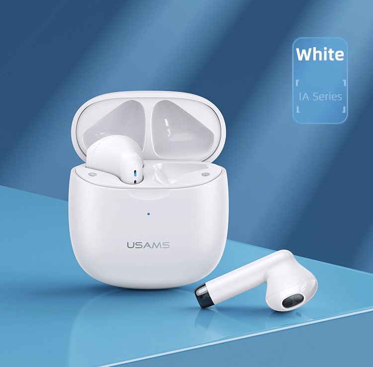 USAMS earphones IA04 με θήκη φόρτισης, True Wireless, Φ13mm, λευκά - Image 2