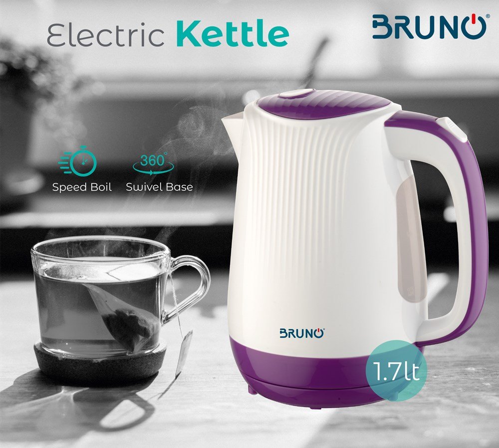 BRUNO ηλεκτρικός βραστήρας BRN-0001, 2200w, 1.7lt, βάση 360°, LED