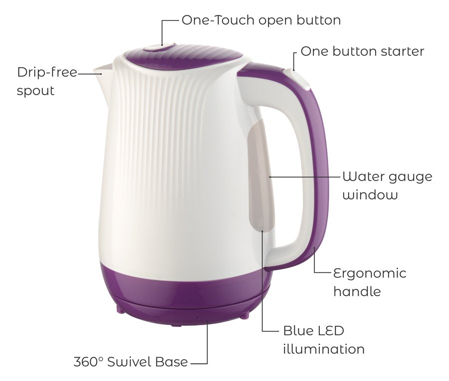 BRUNO ηλεκτρικός βραστήρας BRN-0001, 2200w, 1.7lt, βάση 360°, LED - Image 4