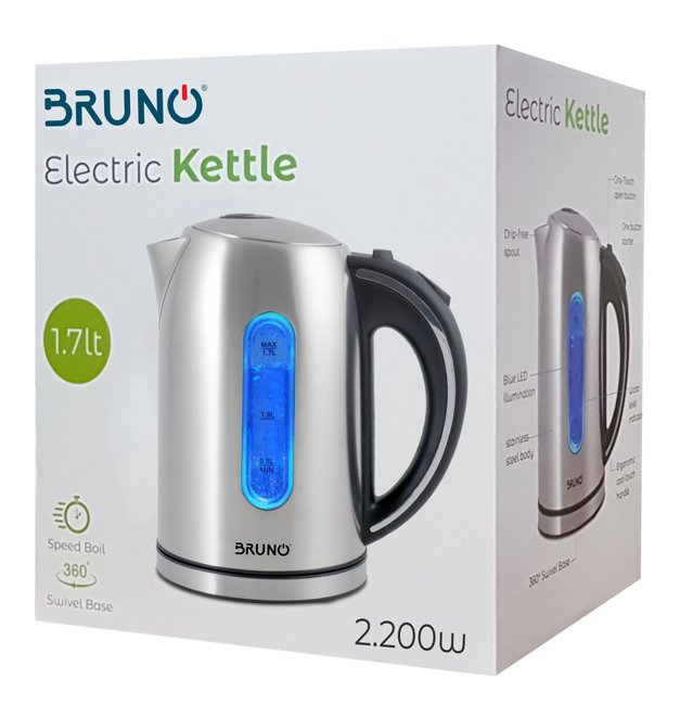 BRUNO ηλεκτρικός βραστήρας BRN-0028, 2200W, 1.7lt, βάση 360°, LED - Image 2