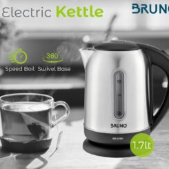 BRUNO ηλεκτρικός βραστήρας BRN-0029, 2200W, 1.7lt, βάση 360°