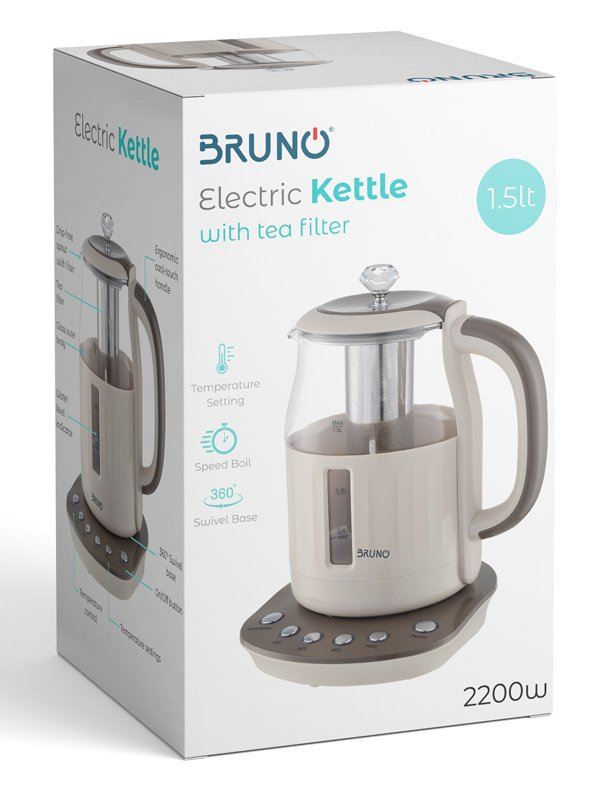 BRUNO ηλεκτρικός βραστήρας BRN-0053, με φίλτρο για τσάι, 2200w, 1.5t - Image 2