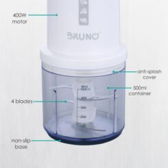 BRUNO πολυκόπτης BRN-0066, 500ml, 400W, 4 λεπίδες, λευκό