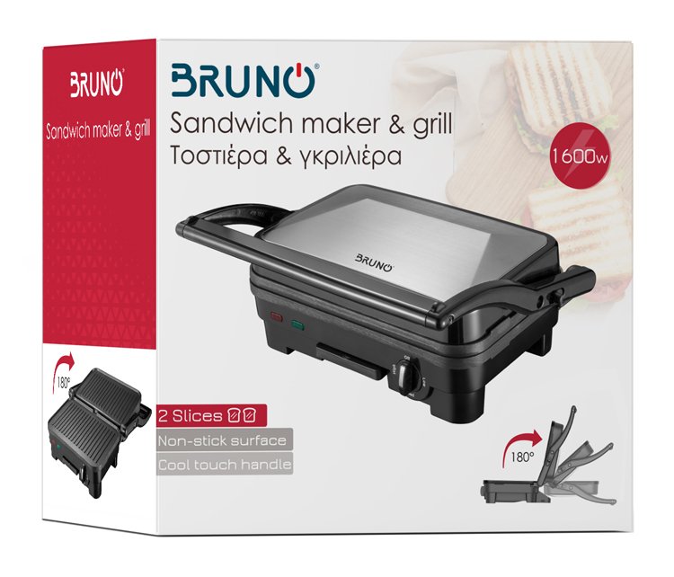 BRUNO τοστιέρα & γκριλιέρα BRN-0078, αντικολλητική επιφάνεια, 1600W - Image 4