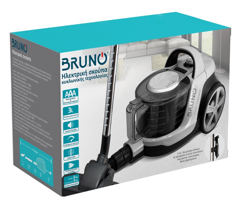 BRUNO ηλεκτρική σκούπα BRN-0137, 800W, 3lt, κυκλωνική, λευκή - Image 9