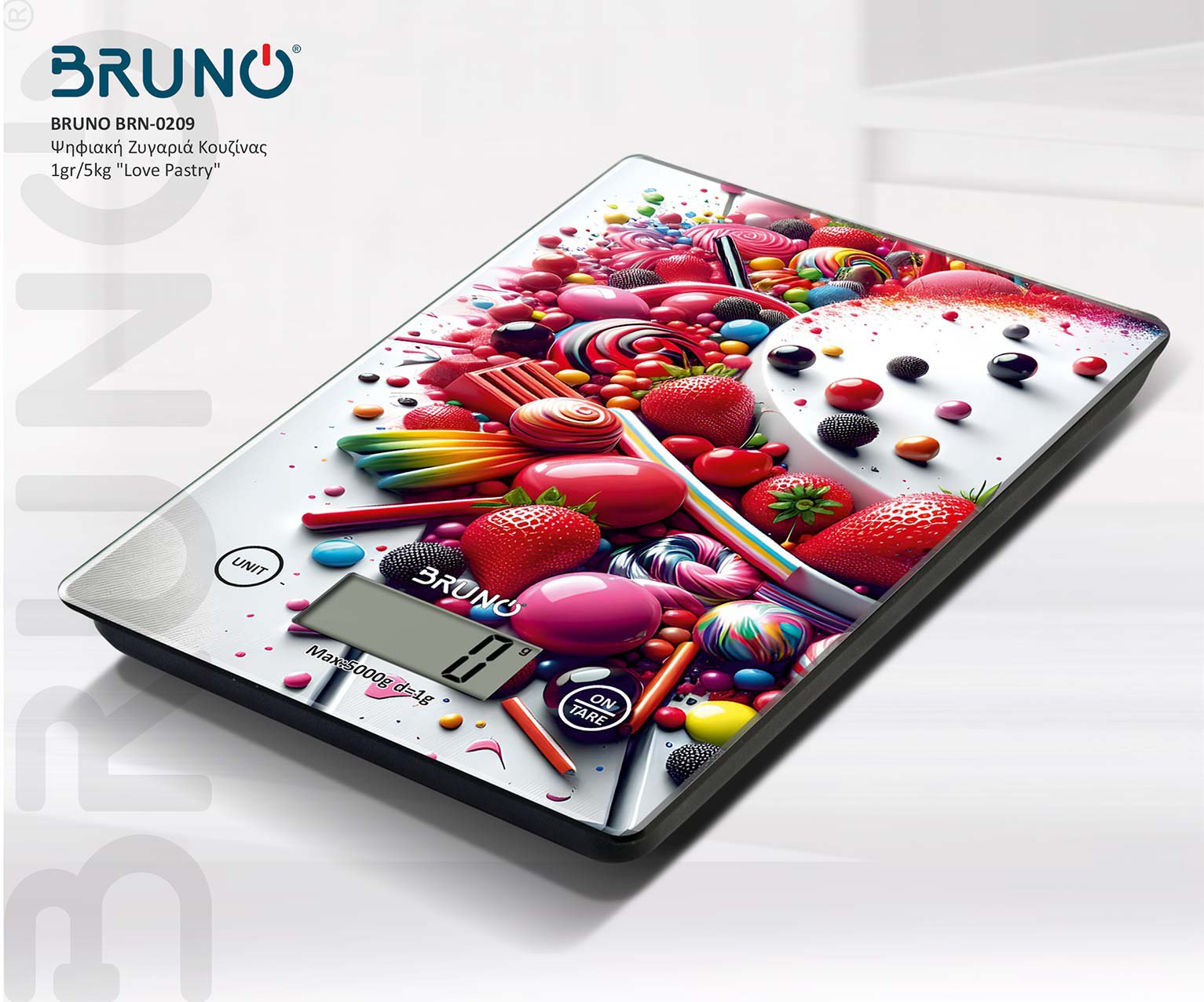 BRUNO ψηφιακή ζυγαριά κουζίνας BRN-0209, 1gr/5kg, Love Pastry - Image 4