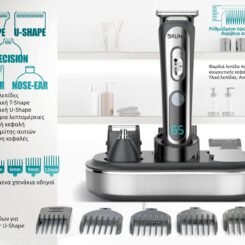 Alternative view of BRUNO κουρευτική/ξυριστική μηχανή 5 σε 1 BRN-0221, επαναφορτιζόμενη, ψηφιακή ένδειξη, black-inox, σετ 16τμχ