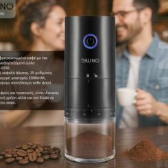 BRUNO ηλεκτρικός μύλος καφέ BRN-0256, επαναφορτιζόμενος, με 39 επίπεδα άλεσης, μαύρος