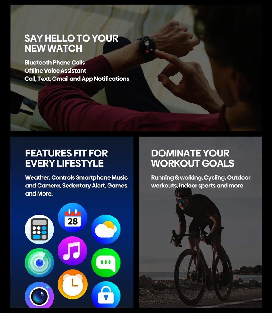 ZEBLAZE smartwatch Btalk 3 Plus, heart rate, 1.39" IPS, μαύρο - Image 2